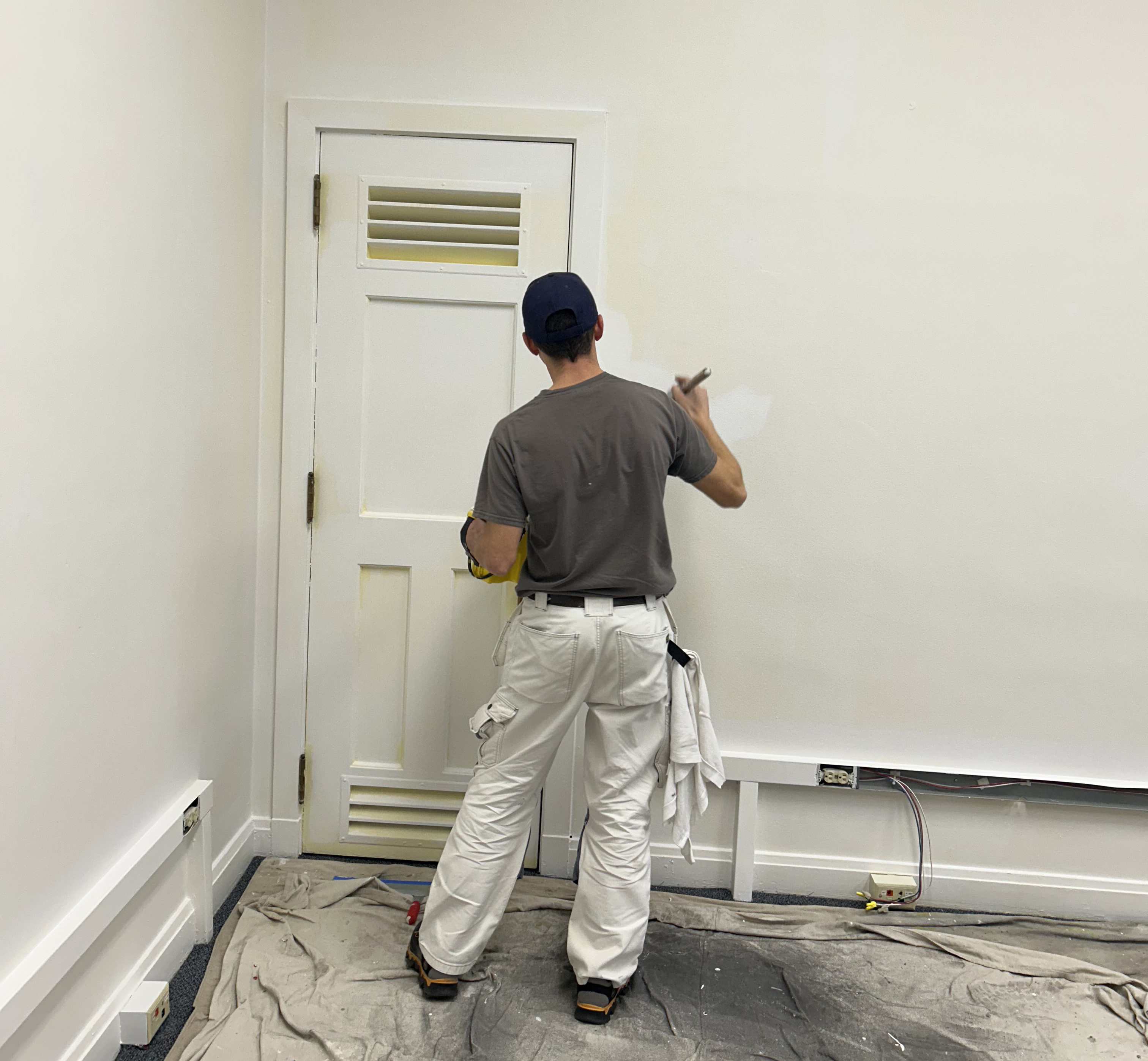 Repairing the damage and imperfections in the walls...